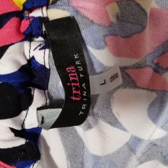 🌈Trina Turk🌈 - Juju Multicolor Geometric Print Halter Tie Knit Stretch Dress - Picture 3 of 12